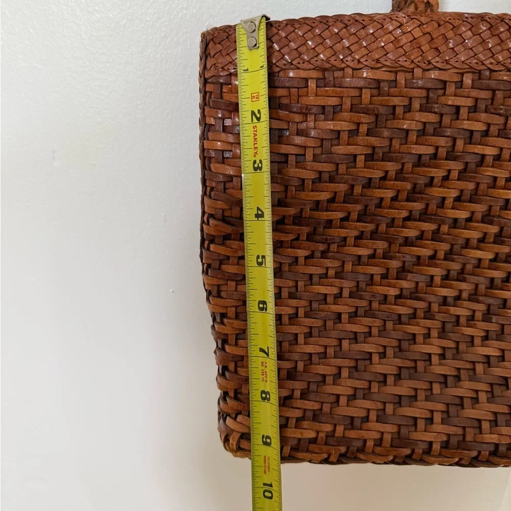 Woven Leather Tote Bag in Brown - Picture 10 of 12